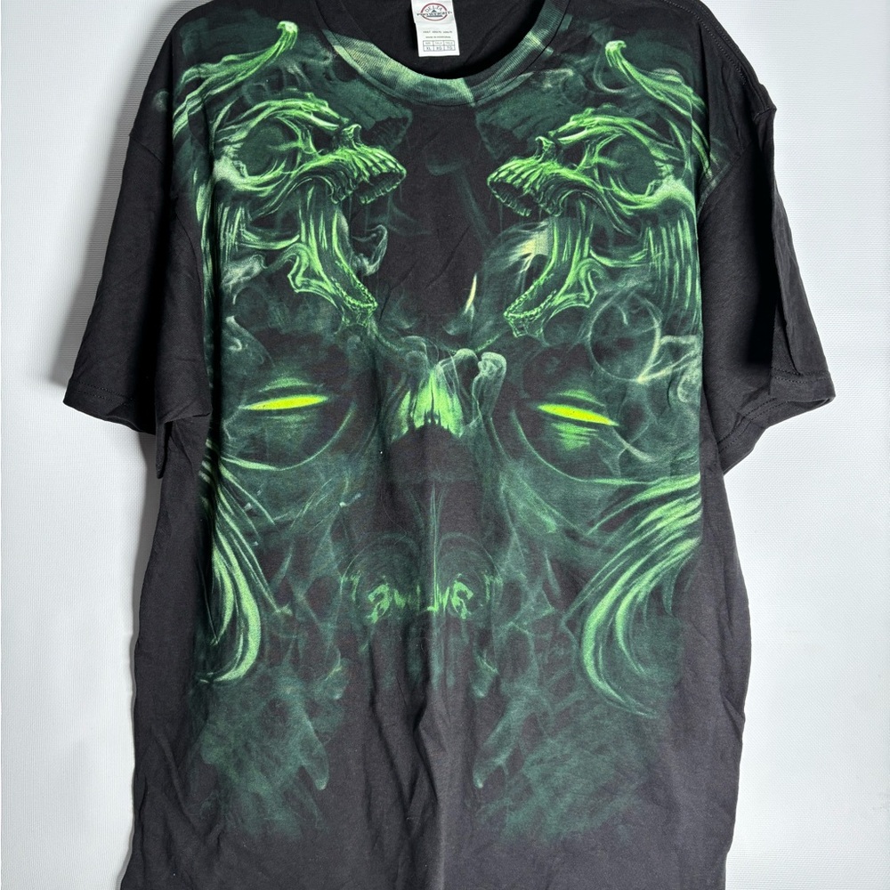 Y2K skull Black and Green Graphic T-Shirt